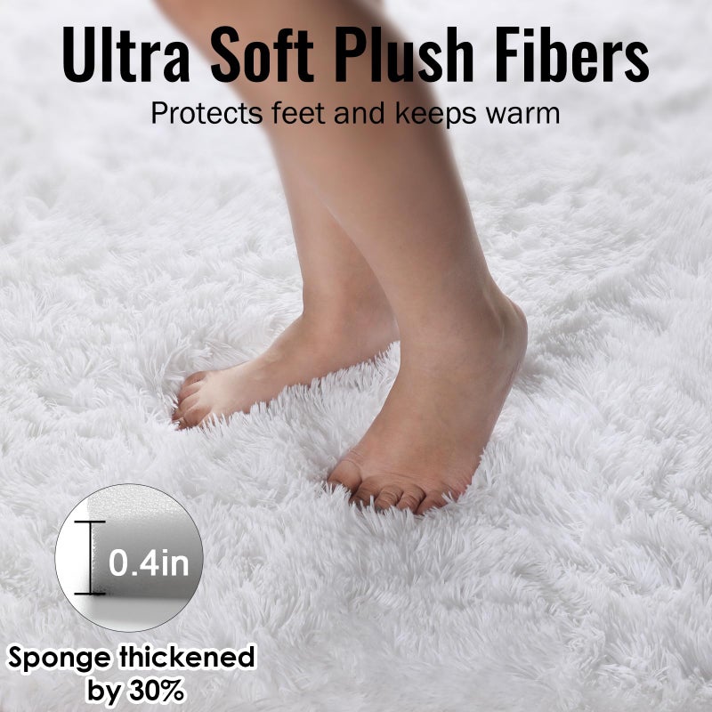 PAGISOFE Soft Round Rug 4Ft, Circle White Rugs for Girls Room Decor, Fluffy Carpets, Shaggy Nursery Rug,Comfy Circular Reading Carpets, Fuzzy Kids Rugs for Classroom Essentials Kids Playroom Dorm - Image 5